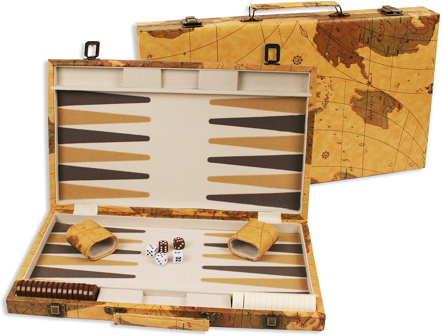 DA VINCI 18-Zoll-Kunstleder-Backgammon-Set