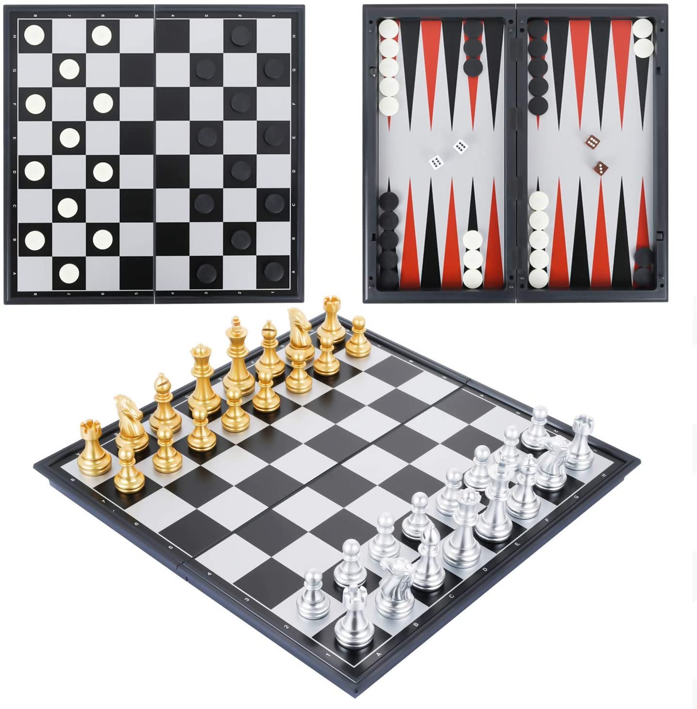 Peradix 3-in-1-Schach-Dame-Backgammon-Set