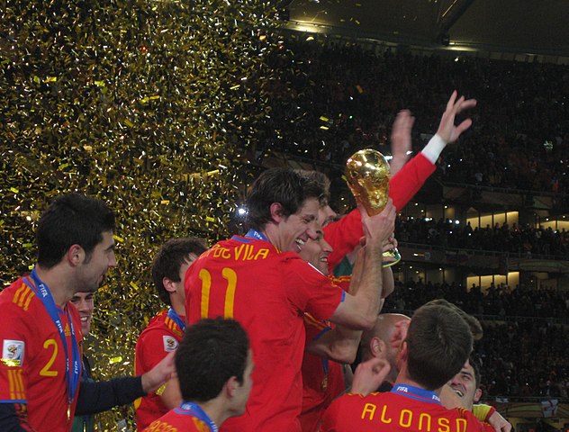 Spanien feiert seinen Sieg bei der FIFA Fussball-Weltmeisterschaft 2010