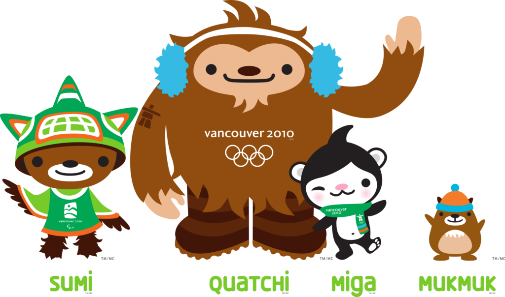 Olympische Winterspiele 2010, Miga, Quatchi, Sumi und Mukmuk (Quelle: Wiki)