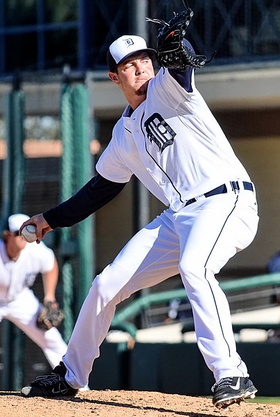 Corey Knebel beim Pitching für die Detroit Tigers, 2014