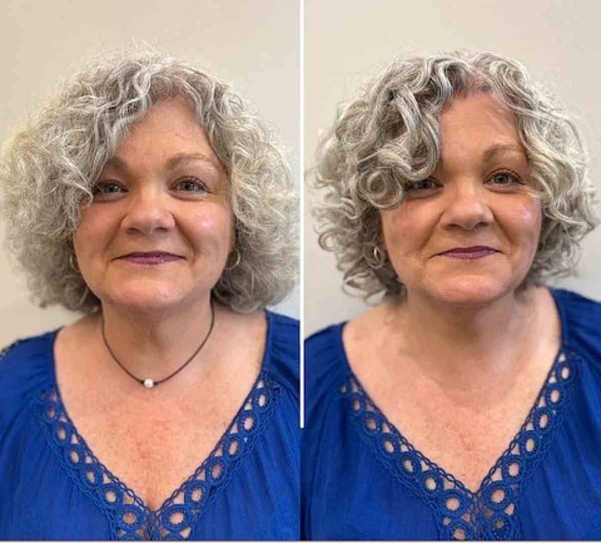 Kinnlange Frisur mit Locken für ältere Frauen über 60