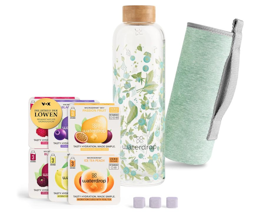 Höhle der Löwen – Wer sind die Löwen und welche Produkte wurden zu Millionen-Erfolgen? 2 Waterdrop Microdrink-Set mit Flasche und Verpackungen – bekannt aus der Höhle der Löwen